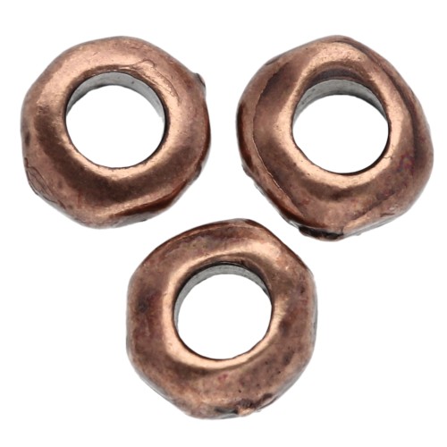 Perla a disco irregolare da 5 mm - foro largo - Rame invecchiato x5