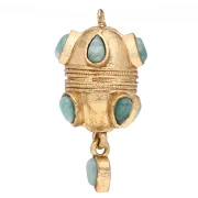Pendente etnico 33x17 mm con ciondolo a goccia in pietra semipreziosa - Amazonite x1