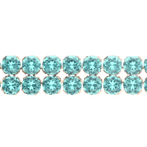 Swarovski Crystal Mesh 40001 a 2 file, 5,3 mm, Reinvented Caribbean Green Dorato, 5 cm