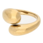 Anello a doppia goccia - Misura 52 - Acciaio inossidabile 304 Dorato x1