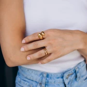 Anello a doppia goccia - Misura 52 - Acciaio inossidabile 304 Dorato x1