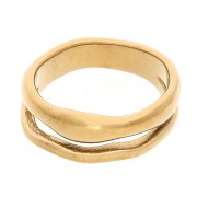 Anello doppio martellato - Misura 53 - Acciaio inossidabile 304 Dorato x1