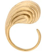 Anello bombato striato - Misura 54 - Acciaio inossidabile 304 Dorato x1