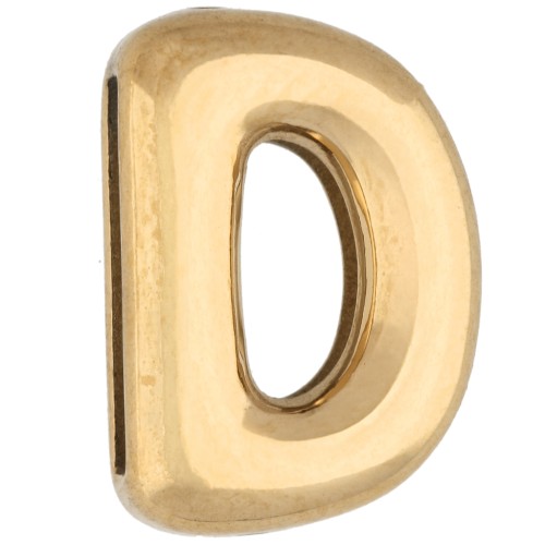 Farfalline per lettere 14x10 mm - D - per nastro da 10 mm - Acciaio inossidabile 304 Dorato x1