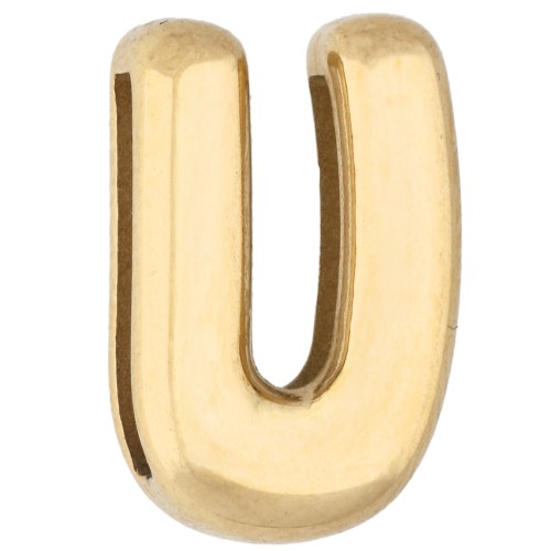 Farfalline per lettere 14x11 mm - U - per nastro da 10 mm - Acciaio inossidabile 304 Dorato x1