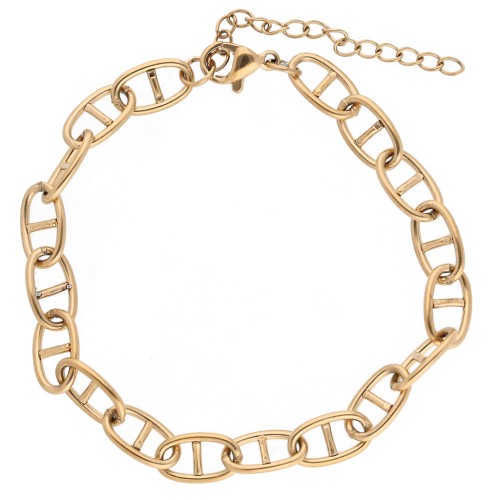 Bracciale a maglie marine da 6,4 mm - Acciaio inossidabile 304 Dorato x 16,5 cm