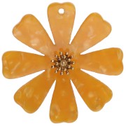 Arancio - Pendenti a forma di fiore da 40 mm in acetato e acciaio inossidabile 304 Dorato - Arancione perlato x2 Pendenti a forma di fiore da 40 mm in acetato e acciaio inossidabile 304 Dorato - Arancione perlato x2