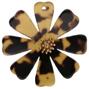 Nero - Pendenti a forma di fiore da 40 mm in acetato e acciaio inossidabile 304 Dorato - marrone - nero x2 Pendenti a forma di fiore da 40 mm in acetato e acciaio inossidabile 304 Dorato - marrone - nero x2