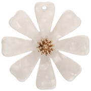 Pendenti a forma di fiore da 40 mm in acetato e acciaio inossidabile 304 Dorato - bianco perlato x2