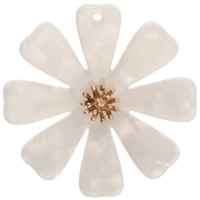 Pendenti a forma di fiore da 40 mm in acetato e acciaio inossidabile 304 Dorato - bianco perlato x2