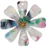 Pendenti a forma di fiore da 40 mm in acetato e acciaio inossidabile 304 Dorato - bianco - rosa - verde x2