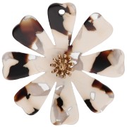 Crema - Pendenti a forma di fiore da 40 mm in acetato e acciaio inossidabile 304 Dorato - crema - marrone scuro x2 Pendenti a forma di fiore da 40 mm in acetato e acciaio inossidabile 304 Dorato - crema - marrone scuro x2