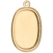 Pendente ovale ricamato 28x18 mm - motivo ape - Acciaio inossidabile 304 Dorato x1