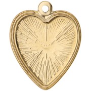 Pendente a forma di cuore ricamato 27x22 mm - motivo floreale - Acciaio inossidabile 304 Dorato x1