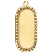 Pendente ovale ricamato 32x14 mm - motivo floreale - Acciaio inossidabile 304 Dorato x1