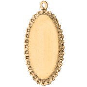 Pendente ovale ricamato 32x16,5 mm - motivo floreale - Acciaio inossidabile 304 Dorato x1