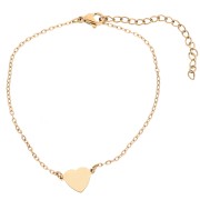 Bracciale con distanziatore a forma di cuore da incidere 12x8,2 mm - Acciaio inossidabile 304 Dorato x 17 cm