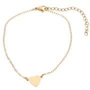 Bracciale con distanziatore a forma di cuore da incidere 12x8,2 mm - Acciaio inossidabile 304 Dorato x 17 cm