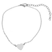 Bracciale con distanziatore a forma di cuore da incidere 12x8,2 mm - Acciaio inossidabile 304 x 17 cm