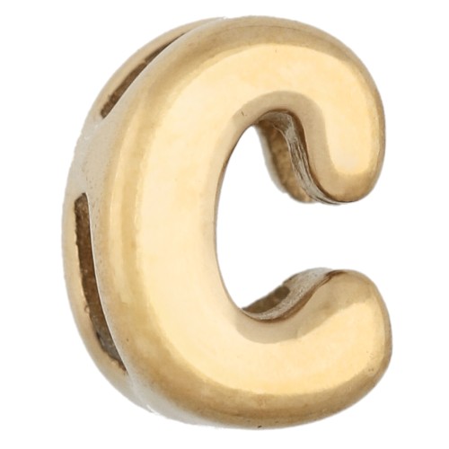 Farfalline a lettera 7x5 mm per cordoncino da 1,6 mm - C - Acciaio inossidabile 304 Dorato x1