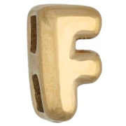 Farfallina a forma di lettera 7x5 mm per cordoncino da 1,6 mm - F - Acciaio inossidabile 304 Dorato x1