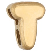 Farfalline a lettera 7x5 mm per cordoncino da 1,6 mm - T - Acciaio inossidabile 304 Dorato x1