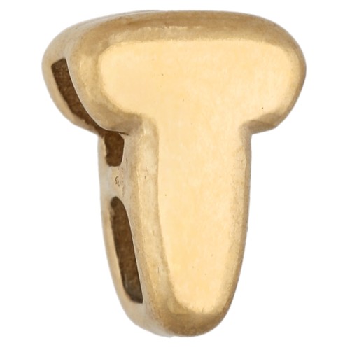Farfalline a lettera 7x5 mm per cordoncino da 1,6 mm - T - Acciaio inossidabile 304 Dorato x1