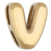 Farfallina a lettera 7,5x6 mm per cordoncino da 1,6 mm - V - Acciaio inossidabile 304 Dorato