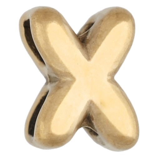 Farfallina a forma di lettera 7x5 mm per cordoncino da 1,3 mm - X - Acciaio inossidabile 304 Dorato x1