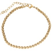 Oro 18 Carati - Bracciale a maglia a forma di palma da 3 mm - Acciaio inossidabile 304 Dorato x 16,5 cm Bracciale a maglia a forma di palma da 3 mm - Acciaio inossidabile 304 Dorato x 16,5 cm