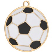 Ciondolo a forma di pallone da calcio da 16 mm in resina epossidica - Acciaio inossidabile 316 Dorato - Bianco - Nero|raw }}