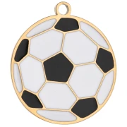 Ciondolo a forma di pallone da calcio da 16 mm in resina epossidica - Acciaio inossidabile 316 Dorato - Bianco - Nero