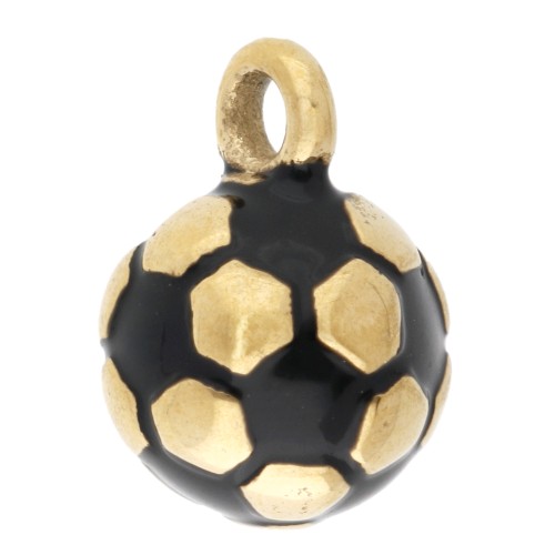 Ciondolo a forma di pallone da calcio da 8 mm in resina epossidica - Acciaio inossidabile 304 Dorato - Nero
