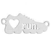 Distanziatore per braccialetto da corsa 16x6,5 mm con incisione “run” per gioielli da corsa - Acciaio inossidabile 316 x1