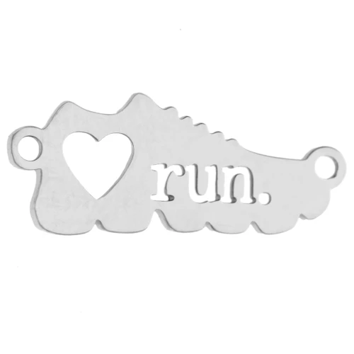 Distanziatore per braccialetto da corsa 16x6,5 mm con incisione “run” per gioielli da corsa - Acciaio inossidabile 316 x1