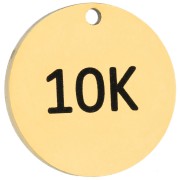 Ciondolo rotondo da 14 mm inciso 10K per gioielli da corsa, acciaio inossidabile 316 Dorato x1