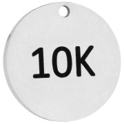 Ciondolo rotondo da 14 mm con incisione 10K per gioielli da corsa - Acciaio inossidabile 316 x1