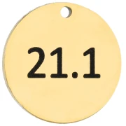 Ciondolo rotondo da 14 mm con incisione 21,1 - Mezza maratona 21,1 km - Acciaio inossidabile 316 Dorato x1