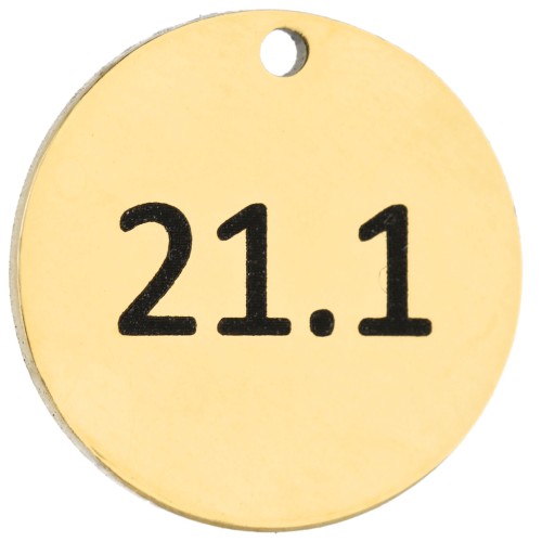 Ciondolo rotondo da 14 mm con incisione 21,1 - Mezza maratona 21,1 km - Acciaio inossidabile 316 Dorato x1
