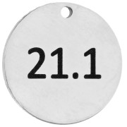 Ciondolo rotondo da 14 mm con incisione 21,1 - Mezza maratona 21,1 km, acciaio inossidabile 316 x 1