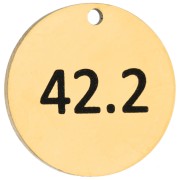 Ciondolo rotondo da 14 mm con incisione 42,2 - Maratona 42,2 km, acciaio inossidabile 316 Dorato x1