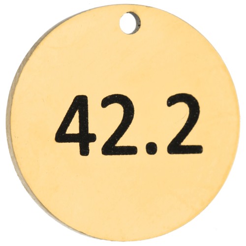 Ciondolo rotondo da 14 mm con incisione 42,2 - Maratona 42,2 km, acciaio inossidabile 316 Dorato x1