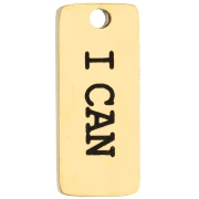 Ciondolo rettangolare 16x7 mm con incisione “I can” - Acciaio inossidabile 316 Dorato x1