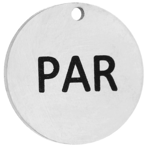 Ciondolo rotondo da 14 mm con incisione PAR - Maratona di Parigi - Acciaio inossidabile 316 x1
