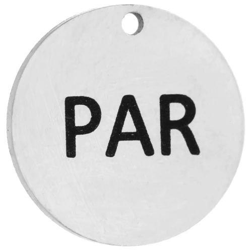 Ciondolo rotondo da 14 mm con incisione PAR - Maratona di Parigi - Acciaio inossidabile 316 x1