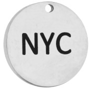 Ciondolo rotondo da 14 mm con incisione NYC - Maratona di New York  - Acciaio inossidabile 316 x1