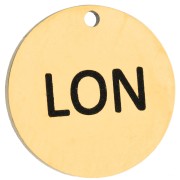 Ciondolo rotondo da 14 mm con incisione LON - Maratona di Londra - Acciaio inossidabile 316 Dorato x1