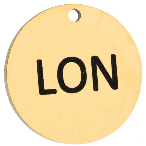 Ciondolo rotondo da 14 mm con incisione LON - Maratona di Londra - Acciaio inossidabile 316 Dorato x1