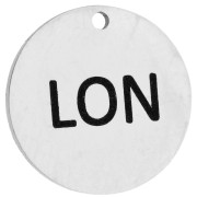 Ciondolo rotondo da 14 mm con incisione LON - Maratona di Londra - Acciaio inossidabile 316 x1