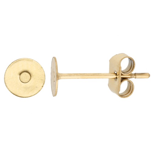 Orecchini a bottone a disco da 5 mm - Acciaio inossidabile 303L Dorato x2